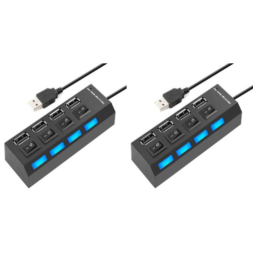 2X 4  USB Hub Splitter USB 2.0 Hub LED with 4 /OFF Switches for Tablet Laptop Computer Notebook