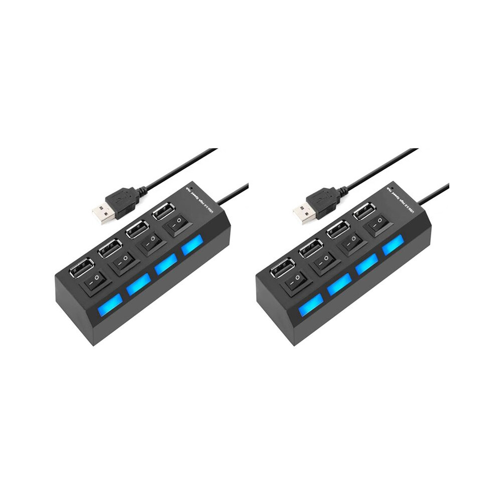2X 4 Usb Hub Splitter Usb 2.0 Hub Led With 4 /Off Switches For Tablet Laptop Computer Notebook 6032794211724