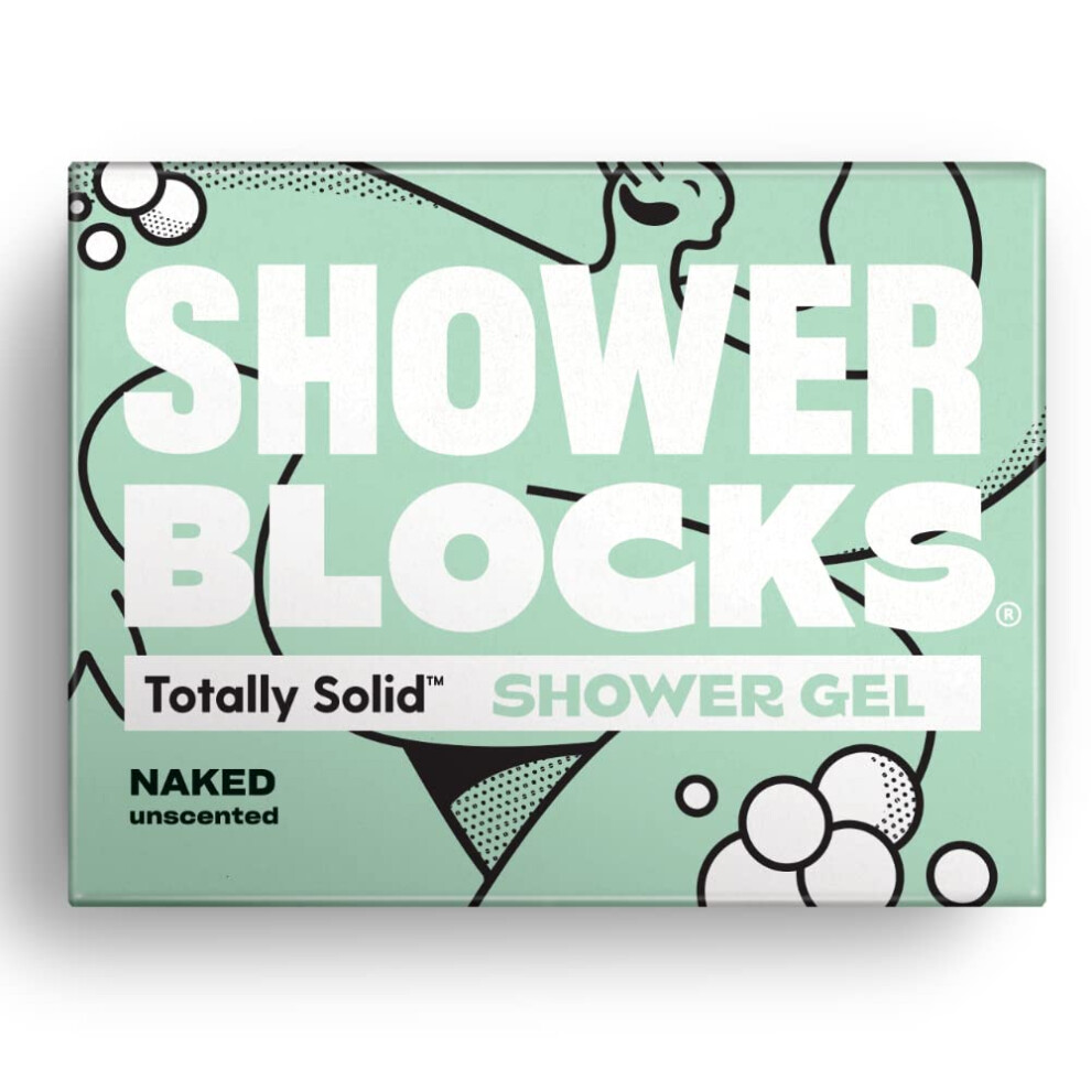 Shower Blocks - Naked Unscented Solid Shower Gel | Plastic, Cruelty And Paraben Free | Vegan | Moisturising Body Soap For The Shower