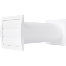 4 Inch / 100 mm Through-Wall Ventilation kit - Adjustable - Louvered Dryer Vent Cover with Pipe and Duct Connector - White - Plastic - with Built in