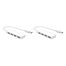 2X Ultra Slim USB Hub 4-Port USB 2.0 Hub White