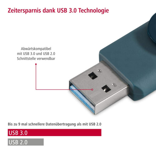 Hama "Rotate" USB Flash Drive, USB 3.0, 32GB, 70Mb/s, petrol blue 2