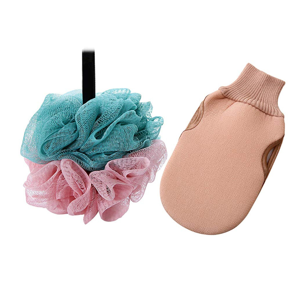 Omenluck 2Pcs Bath Loofahs Body Sponges For Bathing Back Scrubber Rubbing Bath Gloves Exfoliating