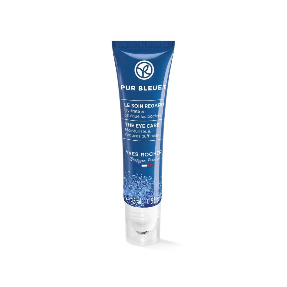 Yves Rocher Dark Pur Bleuet Eye Gel Roll-On - Cools And Refreshes And Reduces Swelling - Eye Roller Against Circles - 15 Ml