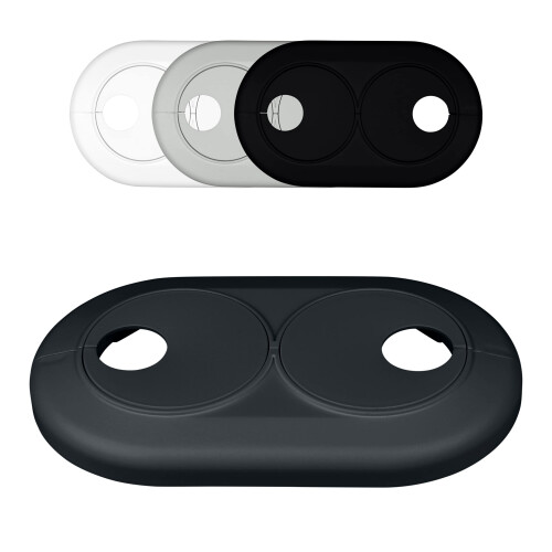 Double Radiator Pipe Covers, Variable Pipe spacing, Hole Ø: 18mm, Plastic Radiator Pipe Collars, Heater Covers, Pipe Collars (18mm, Anthracite Gray