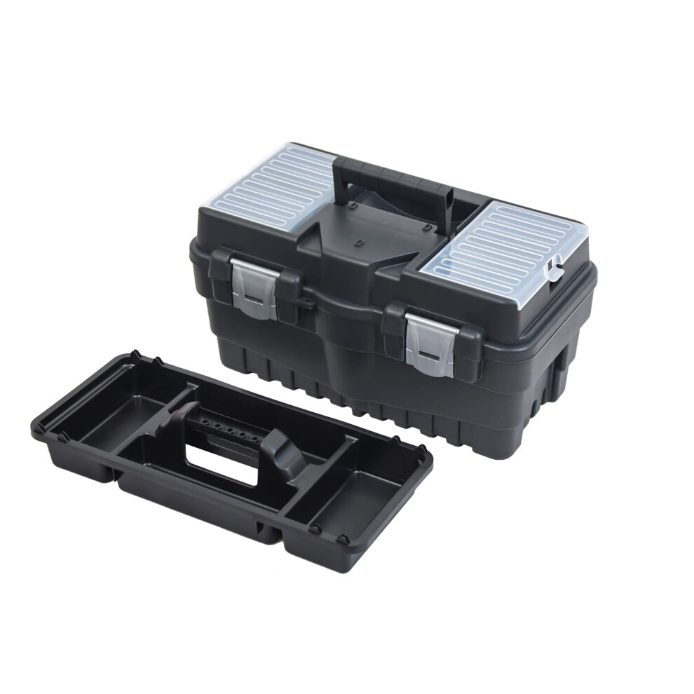 Large Plastic Black Toolbox Chest Professional Lid Storage Compartment Tools (500) 5056333868683