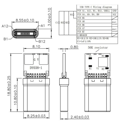 10 Unidades 12V PD/QC Decoy Board MóDulo de Carga RáPida com Shell PD 2 3.0  Trigger USB Type-C Macho QC4 Conector de Carga Branco 1