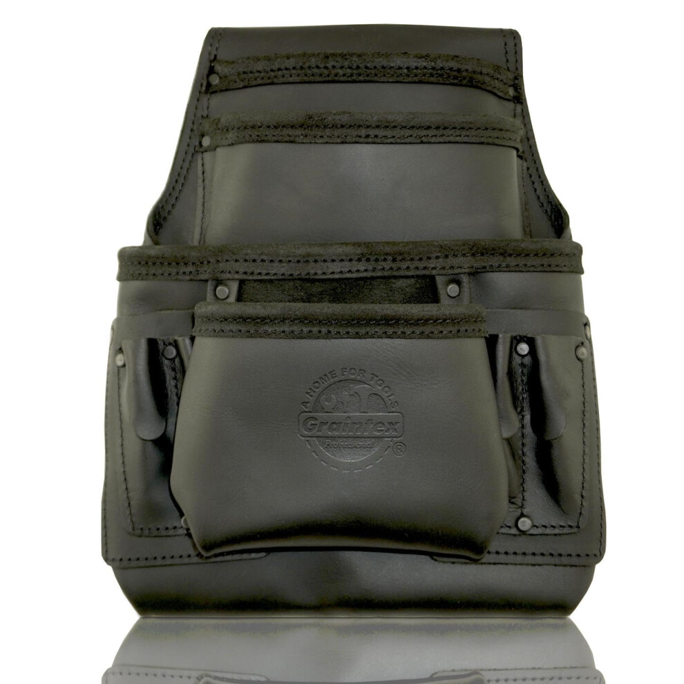Os2744 10 Pocket Nail & Tool Pouch Top Grain Oil Tanned Leather For Framers, Constructors, Electricians, Plumbers, Handyman 819972027447
