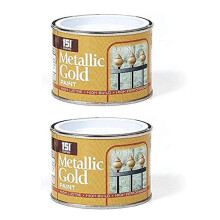 151 Coatings Pack Of 2 Metallic Gold Paint - 180ml Tough & Durable For Decorating Interior & Exterior, Versatile Surface Compatibility,