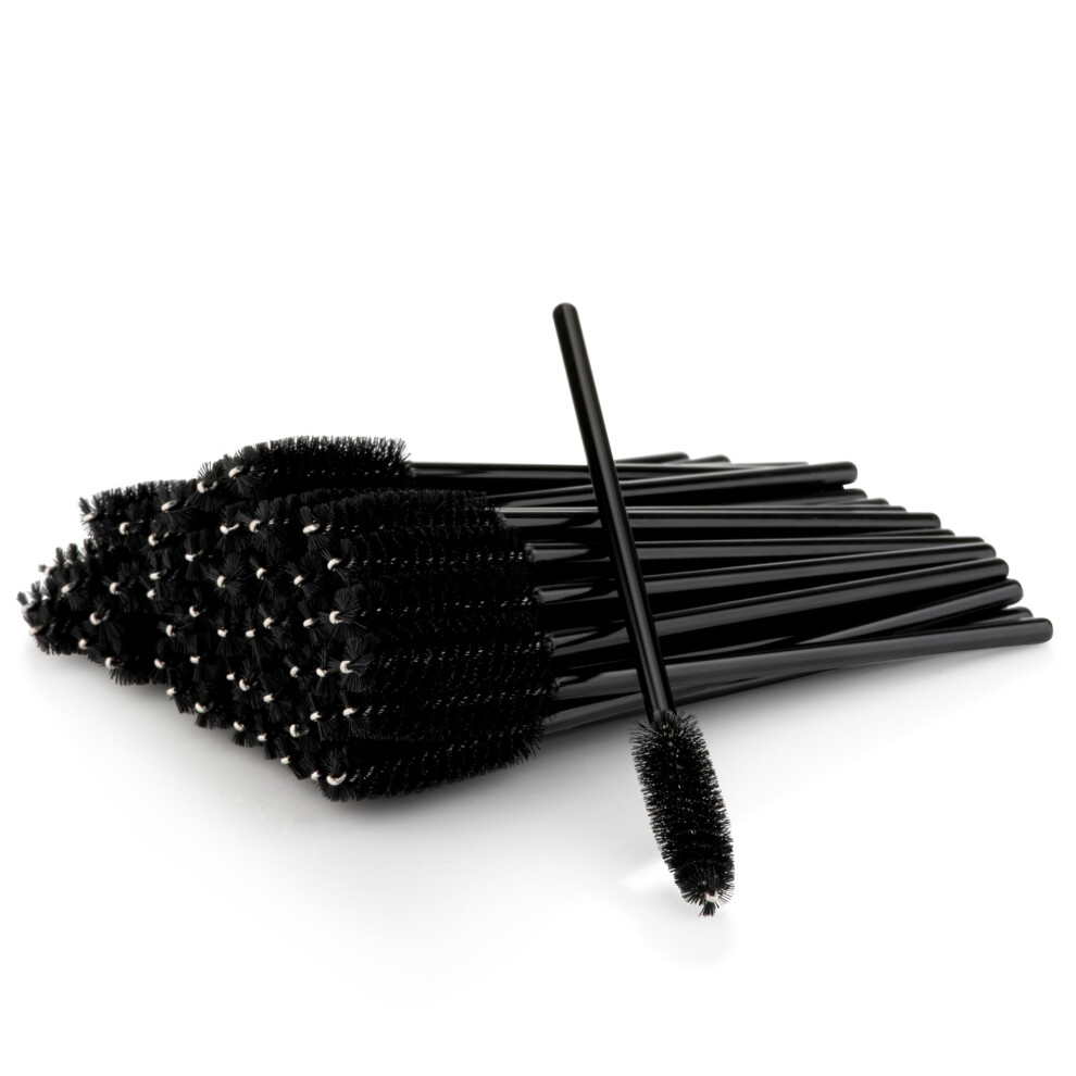 Inge Black 50 Pcs Disposable Eyelash Brushes | Lash Brush Eyelash Mascara Wand Eyelash Spoolies Eyebrow Brush |