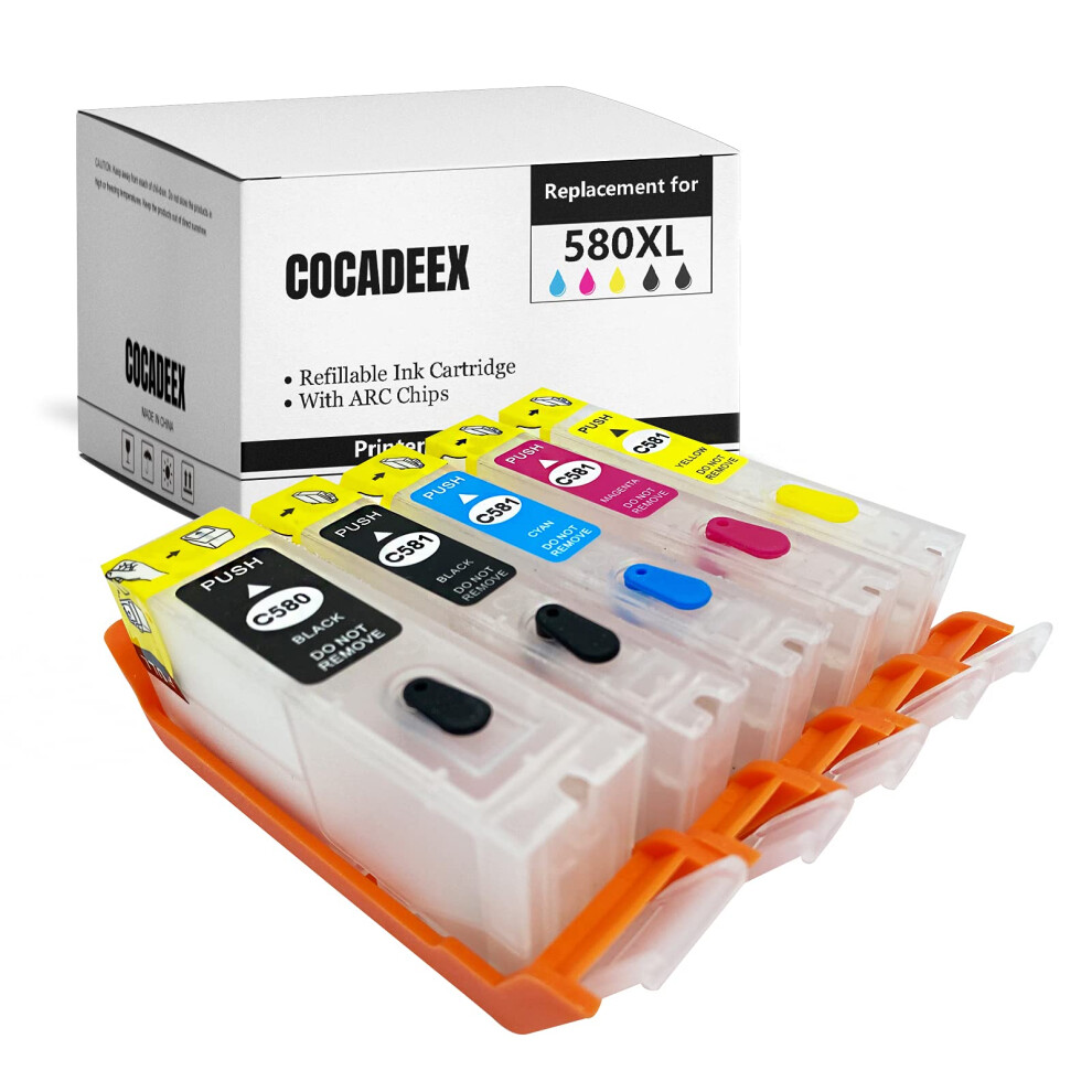 580Xxl Empty Refillable Ink Cartridge Replacement For Canon Pgi-580Xxl Cli-581Xxl,For Pixma Ts6150 Ts6151 Ts6250 Ts6251 Ts6350 Ts6351 Ts705 Tr7550 728047030377