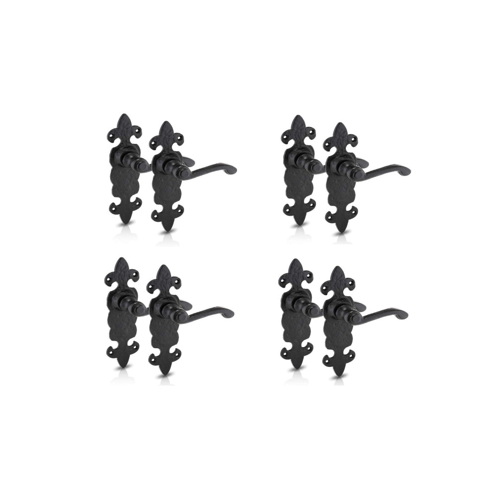 Black Antique Fleur De Lys Latch Handle, Internal Door Handles Sets With Rustic Design, Door Handles, Door Handles Internal, Door Furniture Internal, 5060568906393