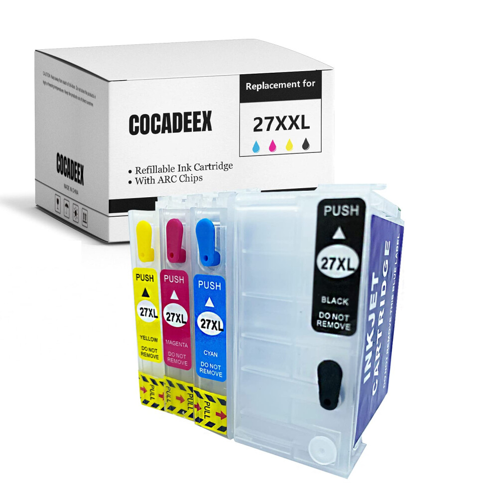 Empty Refillable Ink Cartridge Replacement For 27XL 27Xxl Ink,Work With Workforce Wf-3620 Wf-7620 Wf-7610 Wf-3640 Wf-7110 Wf-7210 Wf-7710 Wf-7715 728047030438