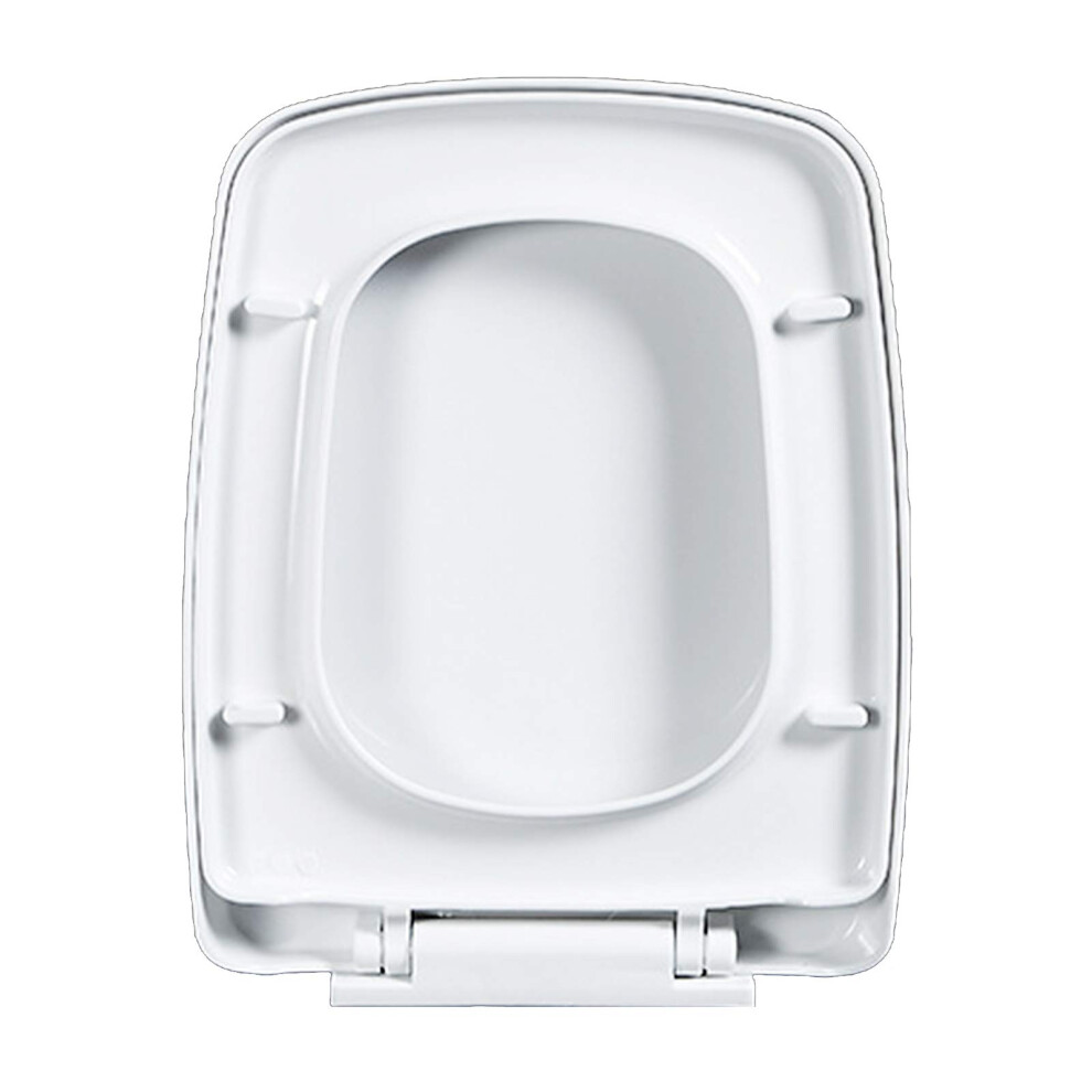 Household Toilet Seats Quiet Close Pp Material Rectangle Thicken Easy Clean Detachable Bathroom Accessories Fits All Regular Toilet Bowls(White) 792655933566