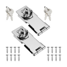 2 Pack Stainless Steel Chrome Plated 4 Inch Twist Knob Keyed Locking Hasp Catch Latch Safety Lock with Key for Door Cabinet Shed Window Drawer Gate