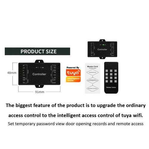 TUYA Wifi Controller Single Door Remote Control Access Control Board Panel 12V Wiegand 26-44 Bits Input 1000 User 1