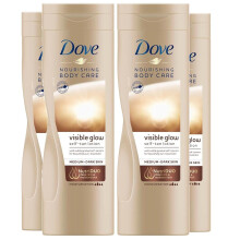 4 Pack Dove Visible Glow Self Tan Lotion Medium to Dark for Gradual Skin Tone, 400ml