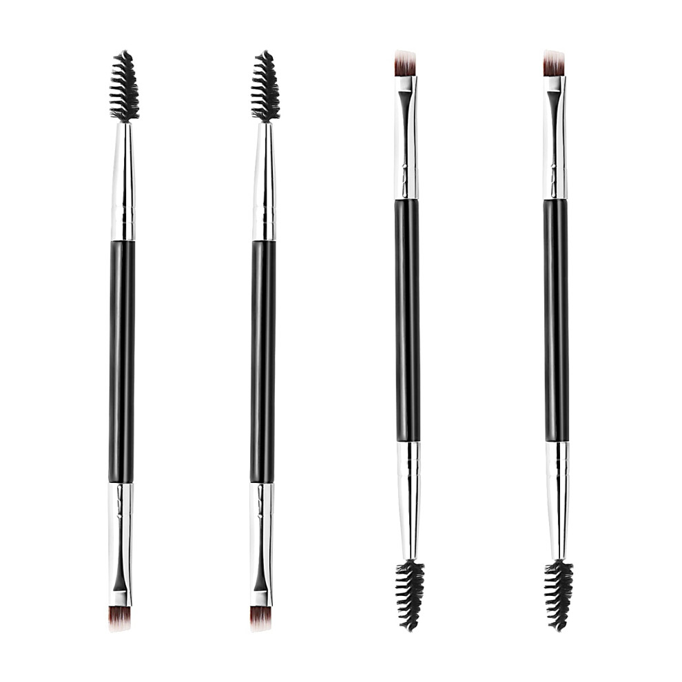 Juliyeh Dual Eyebrow Eyeliner Brush, 4 Pcs Eyebrow Brush Duo Eyebrow Spoolie, Professional Angled Eye Brow Brush Perfect For Filling And Shaping Brows