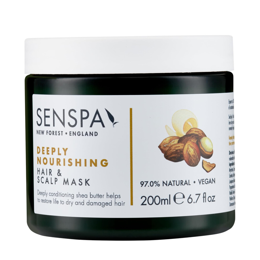 Senspa Deeply Nourishing Hair & Scalp Mask - Vegan Deep Conditioning Treatment, Hair Masks For Dry Damaged Hair With Shea Butter, Coconut Oil & Abyssinian