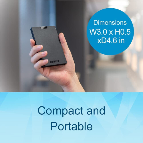Buffalo External SSD 1TB - Compatible with PS4 / PS5 / Windows/Mac - USB-C - USB-A - USB 3.2 - External Solid State Drive - SSD-PG1.0U3B 1