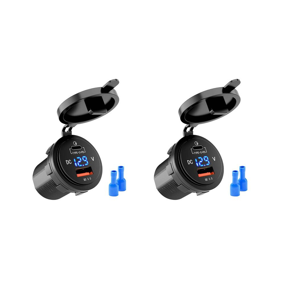 2X 18W Quick Charge 3.0 Usb Car Charger 48W Type-C Pd Fast Charge Socket Outlet Adapter For Car, Boat, Rv, Motorcycle 4712131389461