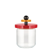 Mr. Sottsass I Suppose ES16 / 75 - Design Hermetic Glass Jar with Beech Wood Lid, Red, Black and Yellow