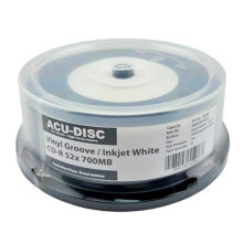 50 Pack ACU-DISC Black Bottom Pro Vinyl Blank Inkjet Printable CD-R 52x 700MB 80 Min Cake Box