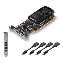 Quadro P1000 4GB GDDR5 4x Mini DisplayPort Low & High Profile PCIe Express Professional Graphic Card – Black – Includes 4 Display cables - New OEM