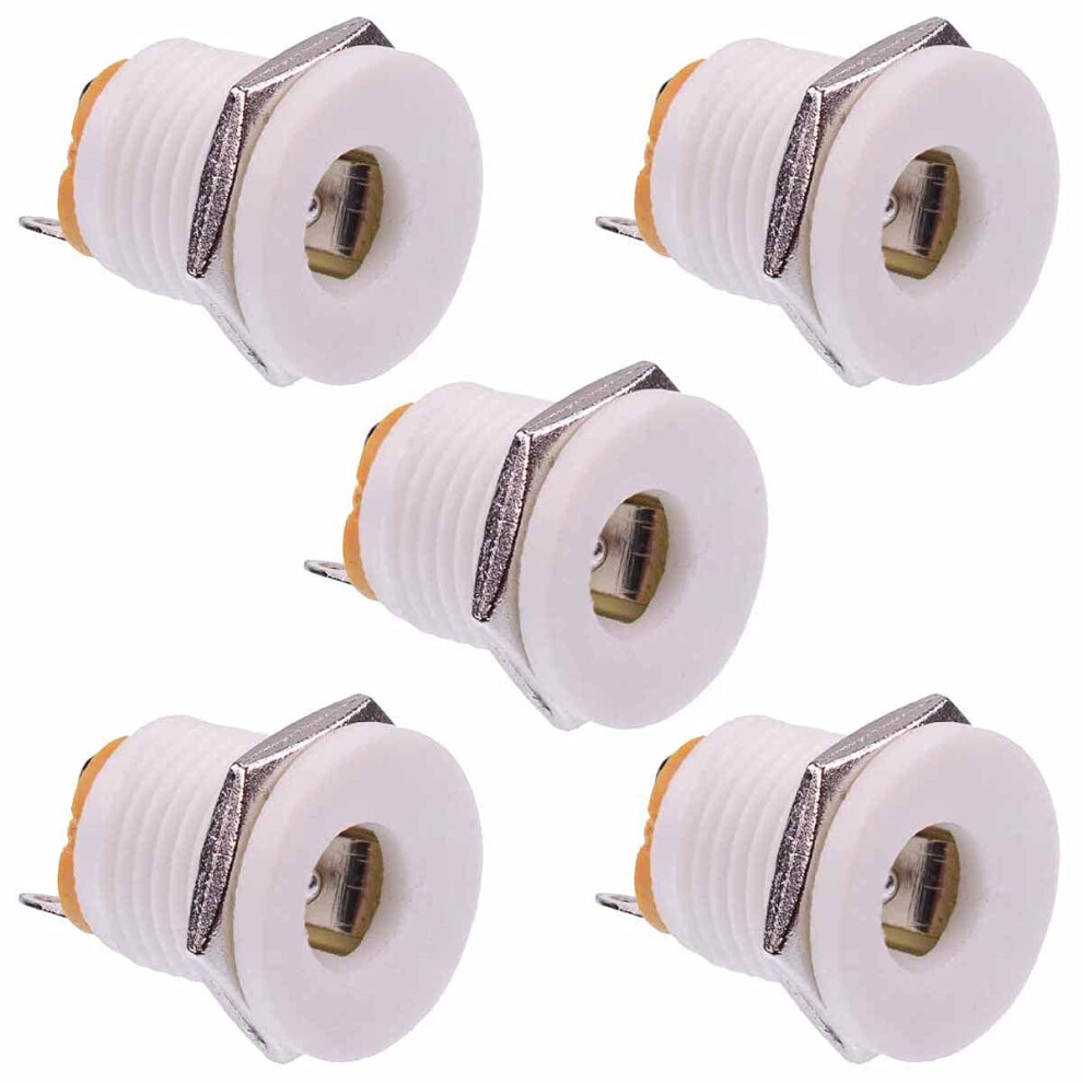 2.1Mm X 5.5Mm Panel Mount Dc Power Socket Dc-022B Hobby Electronics Diy (Pack Of 5) White 5056240343266