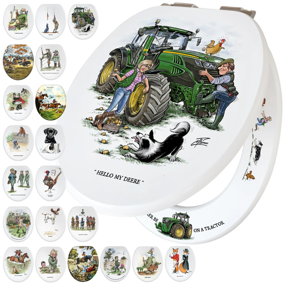 Fun Novelty Toilet Seat Soft Close, Easy Fit, Printed On 3 Surfaces With Tractor Art. Country Lifestyle & Farmhouse Decor, An Ideal Practical & 5060452520445