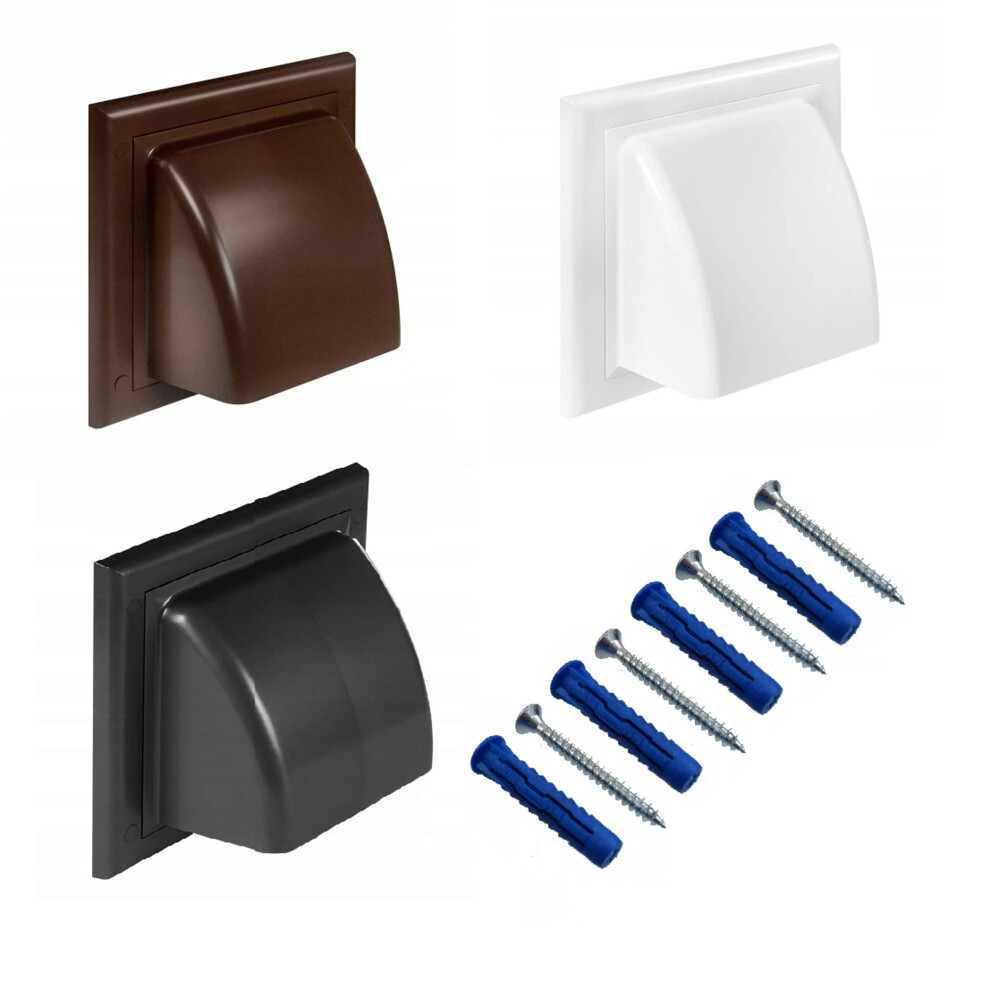 Cowled Duct Cover With Gravity Flap, Wall Mounted Heat And Air Hvac Vent, Rain And Wind Resistant Plastic Ventilation Ducting, Non-Return Vented Grill 5060642293401