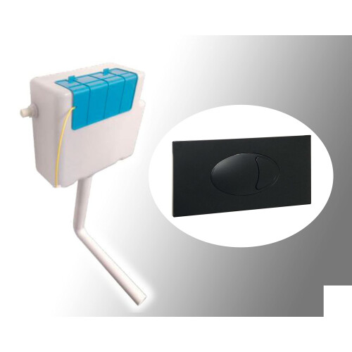 Concealed Toilet Cistern including Large Dual Flush Black Push Button