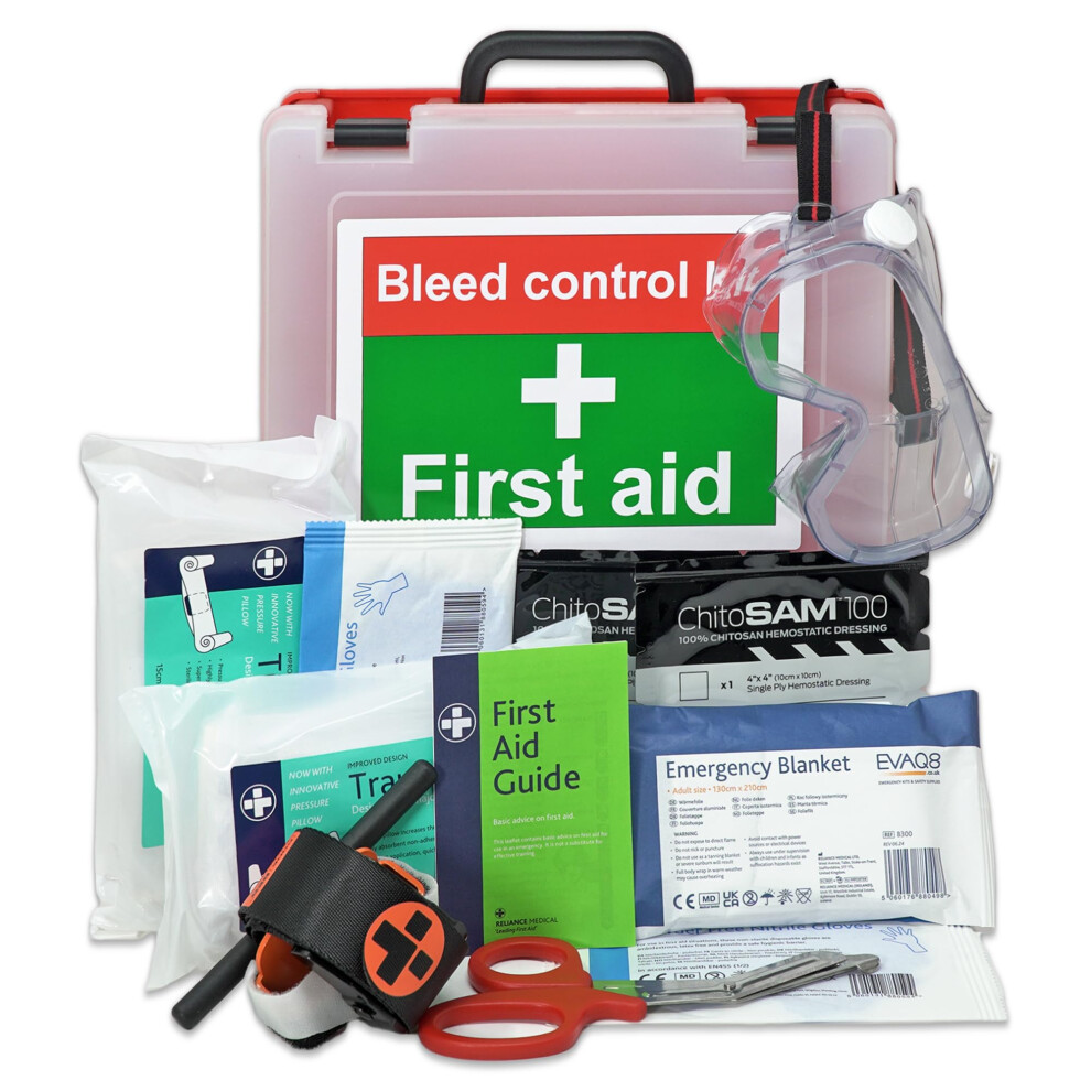 Evaq8 Red Bleeding Control Kit For Critical Injury In First Aid Box For Traumas In Forestry Farms Workshops Includes Tourniquet And Haemostatic Dressing