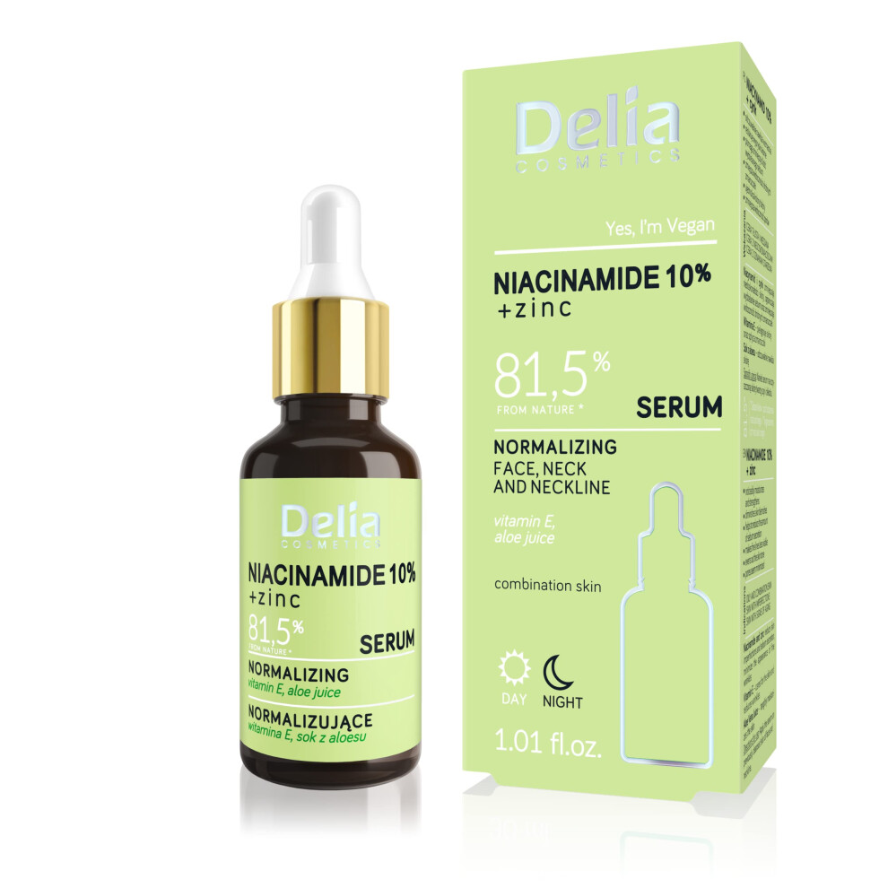 Delia Cosmetics - Normalising Serum - Niacynamide 10% + Zinc - Combination Skin With Imperfections - Reduced Blemishes. Normalise Sebum Production. Minimises Pores