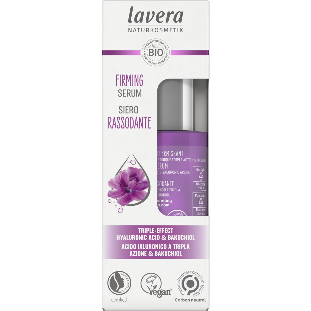 Lavera Firming Serum - With Triple-Effect Hyaluronic Acid & Bakuchiol - Anti-Age - Vegan - Organic Skin Care - Visibly Firming And Intensely Moisturising