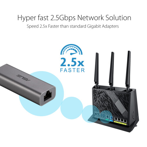 ASUS 2.5G Ethernet USB Adapter (USB-C2500) Wired LAN Network Connection for Mac OS, Linux, Windows, Backward Compatible on 2.5G, 1G, 100Mbps, Ideal for 2