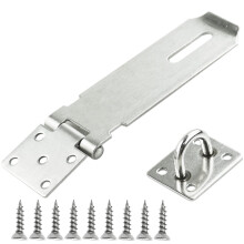 Door Padlock Hasp, 5 Inch Stainless Steel Padlock Hasp and Staple Shed Lock Hasp Shed Door Heavy Duty Gate Lock Security Hasp and Staple for Door