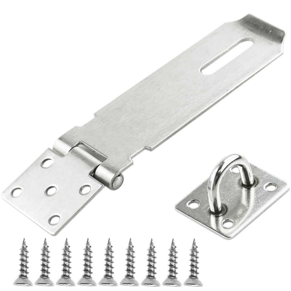Door Padlock Hasp, 5 Inch Stainless Steel Padlock Hasp And Staple Shed Lock Hasp Shed Door Heavy Duty Gate Lock Security Hasp And Staple For Door 732404144041