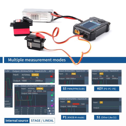 TOOLKITRC ST8 2.4 TFT 7-28V 8 Canais Servo Tester Integrado 4 Interface Independente Teste de Sinal 2