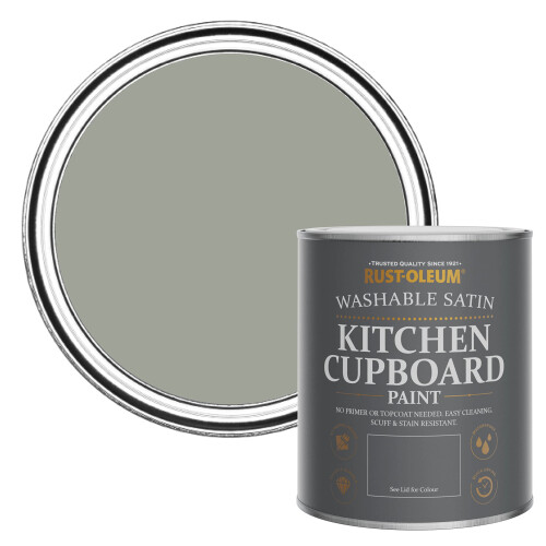 Rust-Oleum Light Green Scrubbable Kitchen Cupboard Paint in Satin Finish - Tea Leaf 750ml