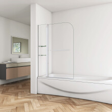 Pivot Bath Shower Screen Glass Shelves Easy Clean Glass 1000X1500mm