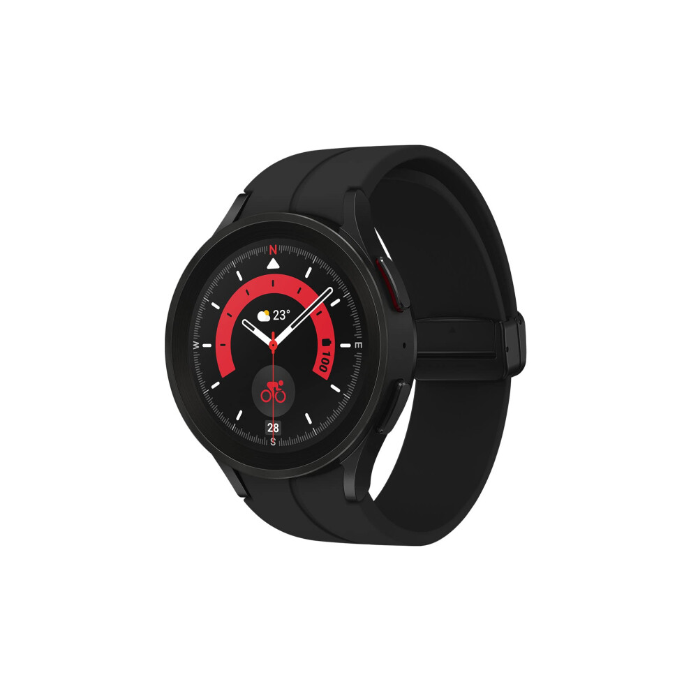 Galaxy Watch5 Pro Smart Watch, Health Monitoring, Fitness Tracker, Long Lasting Battery, Bluetooth, 45Mm, Titanium, Uk Version (Renewed) Black 657768152924