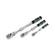 CT5797 3pc Extending Ratchet with 18 Degree Swivel Head Set - Includes 1/4in, 3/8in, and 1/2in Drive with 72 Tooth Mechanism