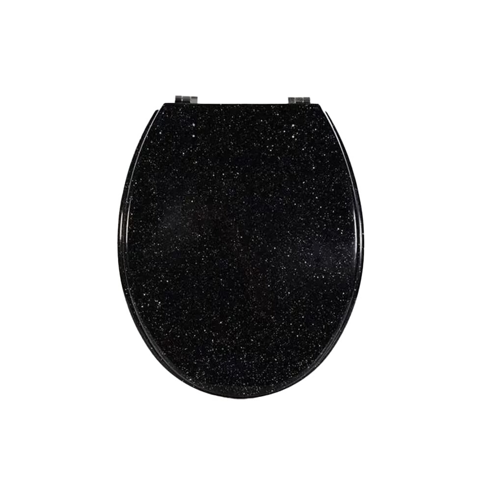 Polyresin Toilet Seat Glitter Stunning Glittering Detailing Durable Design Perfect Bathroom Addition (Black) 5060687517678