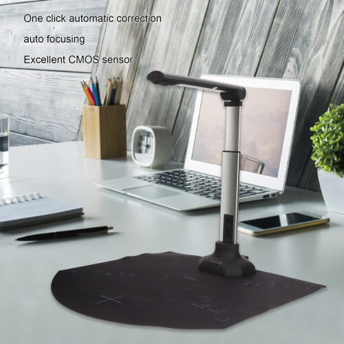 USB Document Camera, 12MP A3 Document Scanner with CMOS Sensor and LED Light Supports Auto Correction Continuously Scan, for Remote Teaching 2