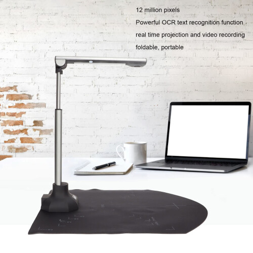 USB Document Camera, 12MP A3 Document Scanner with CMOS Sensor and LED Light Supports Auto Correction Continuously Scan, for Remote Teaching 1