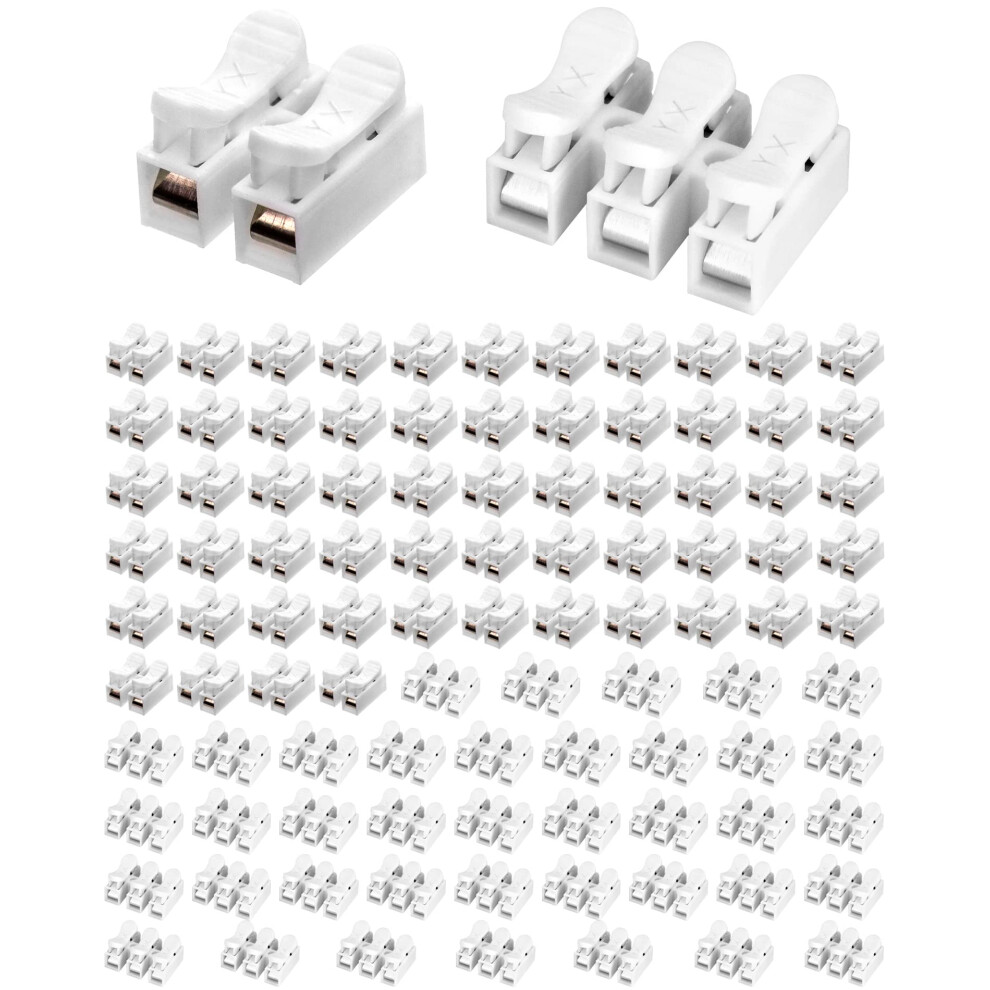 Qwork 100 Pcs Spring Wire Connectors, Ch2 Ch3 Electrical Connector Blocks For Electrical Cables (60Pcs Ch2 + 40Pcs Ch3) 795973827425
