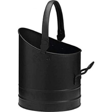 Fireside Black Iron Coal Bucket Coal Hod Shuttle Log Fireplace Wood Ash Storage UK (Round Black Coal Bucket)
