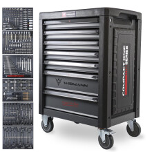 WIDMANN Tool Trolley Cabinet with 233pcs Tools Steel Workshop Storage Chest Carrier ToolBox (TC7-6) (Grey)