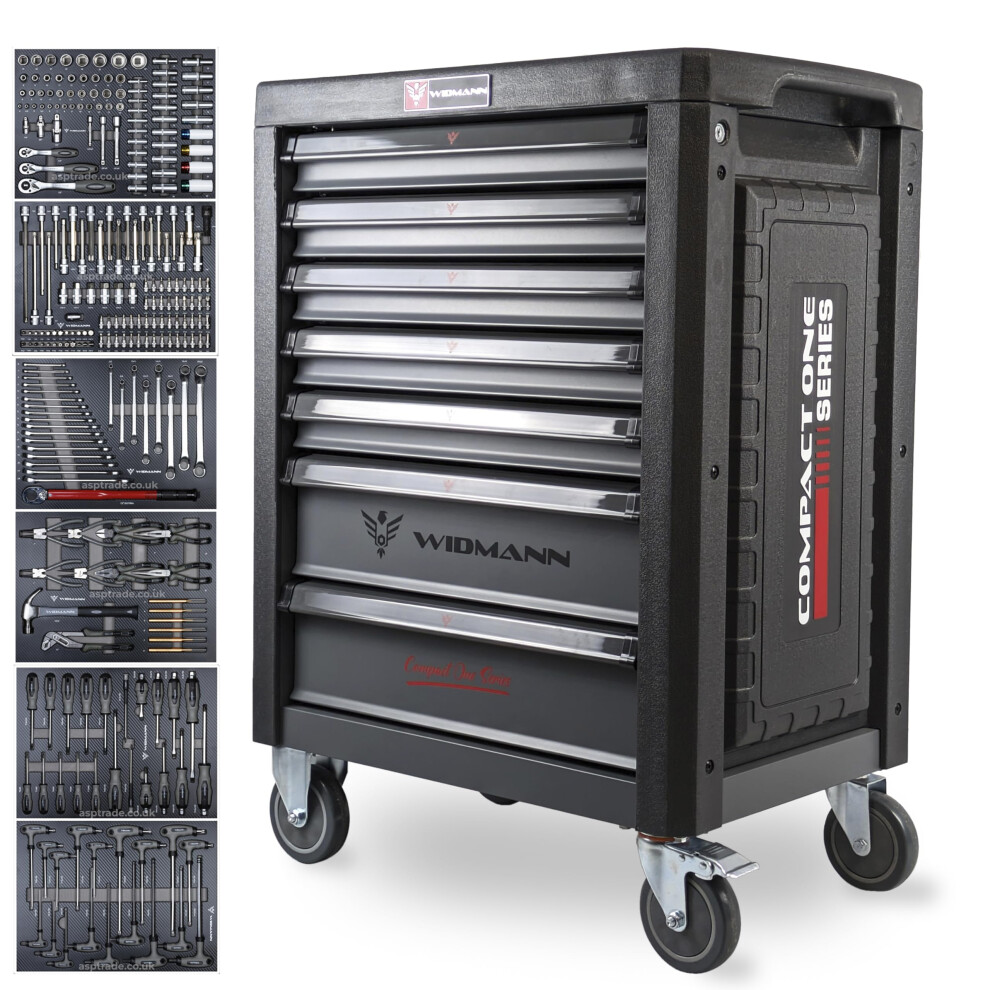 Widmann Tool Trolley Cabinet With 233Pcs Tools Steel Workshop Storage Chest Carrier Toolbox (Tc7-6) (Grey) 6095801458468